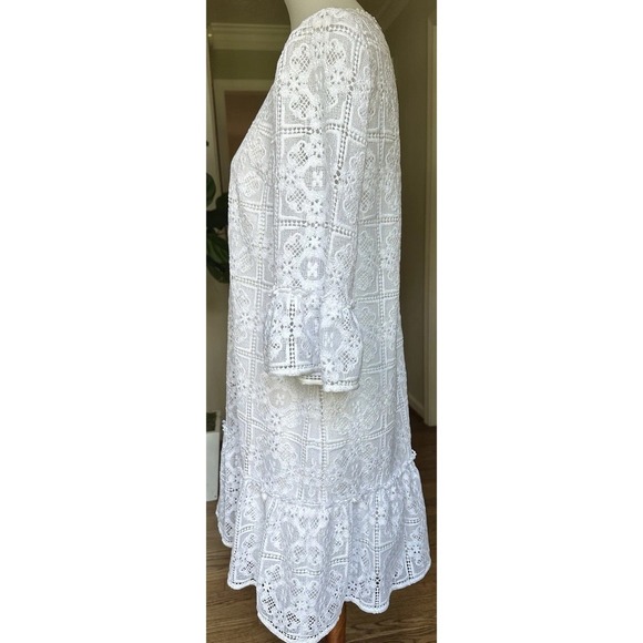 Kate Spade Women's Crochet Lace Flounce Shift Dress $428 White Sz 8 - Picture 7 of 11
